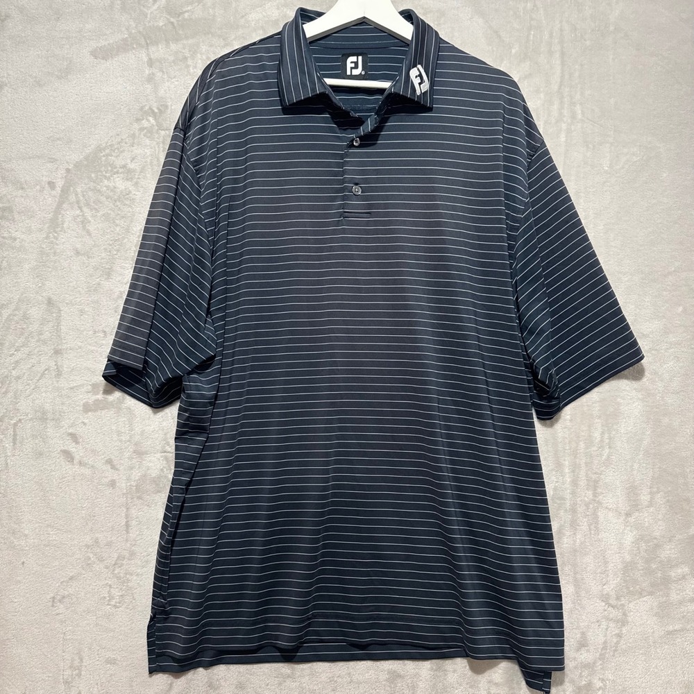 FootJoy‎ Mens XL Striped Short Sleeve Golf Polo Shirt Navy Blue CA28544 XL